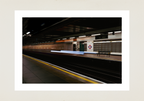 London Underground platform at night with long exposure train lights, architectural fine art print