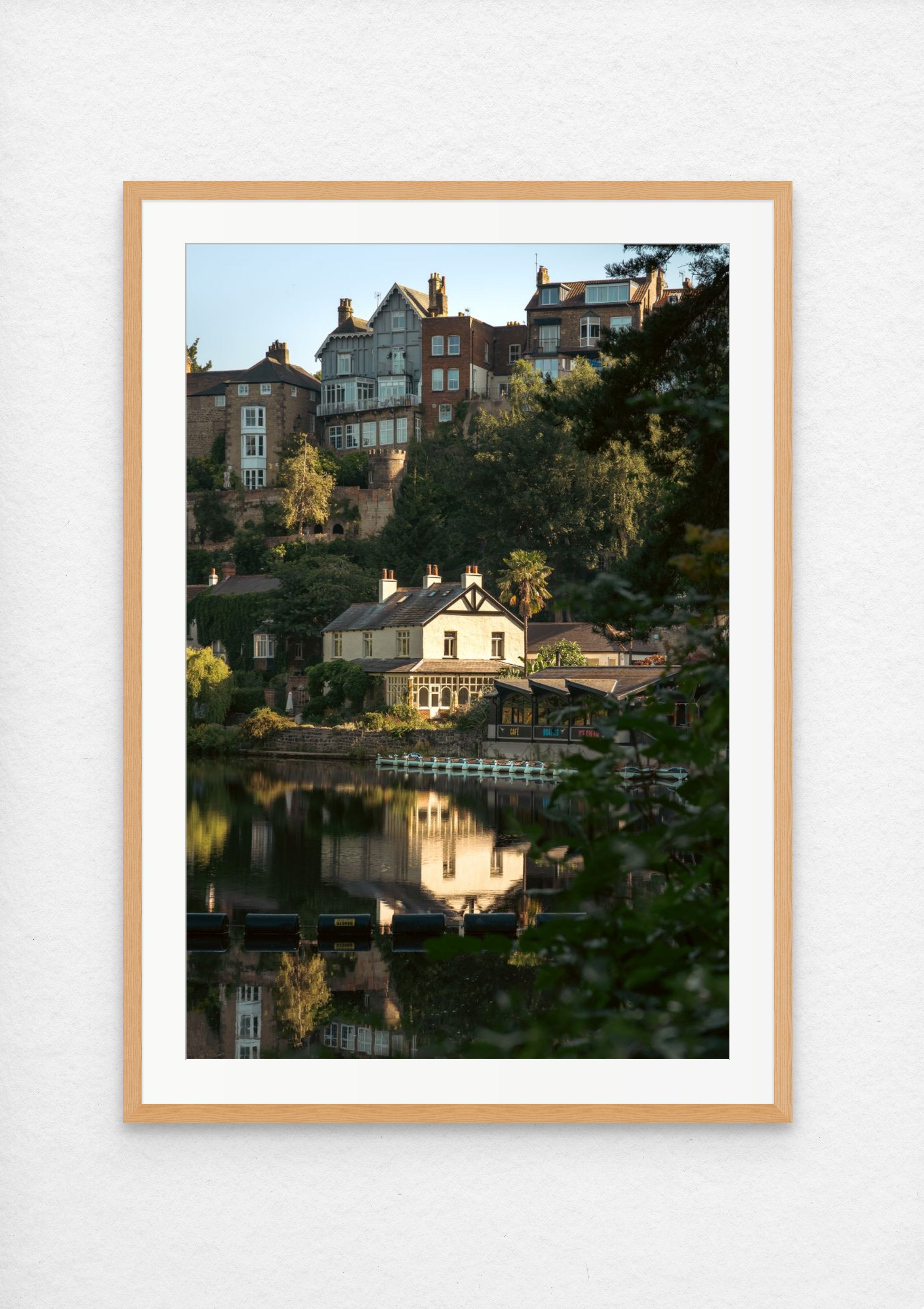 Morning on the Nidd fine art print framed in oak - Knaresborough river photography