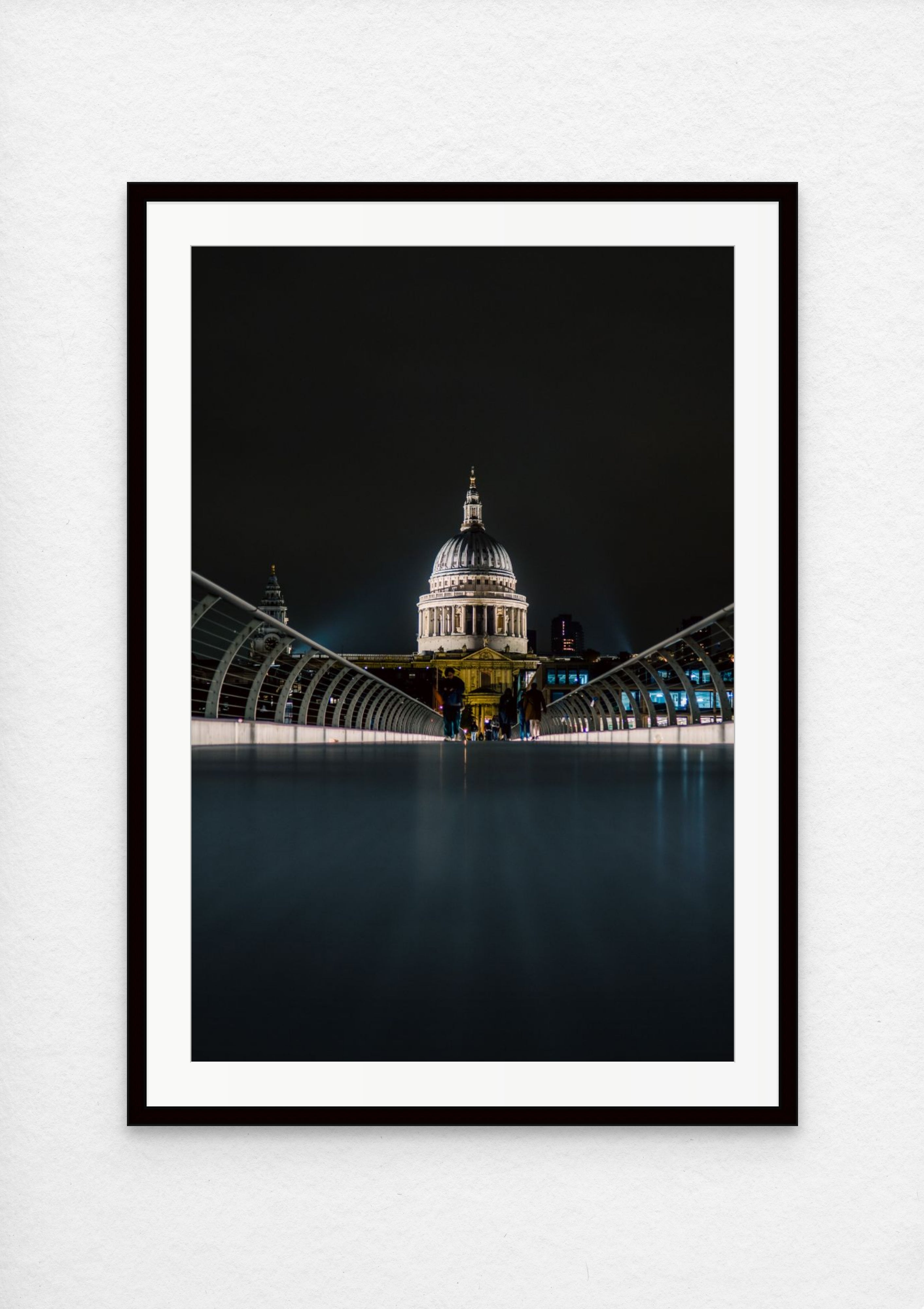 St Paul's Cathedral at dusk from Millennium Bridge, London architectural fine art bridge
