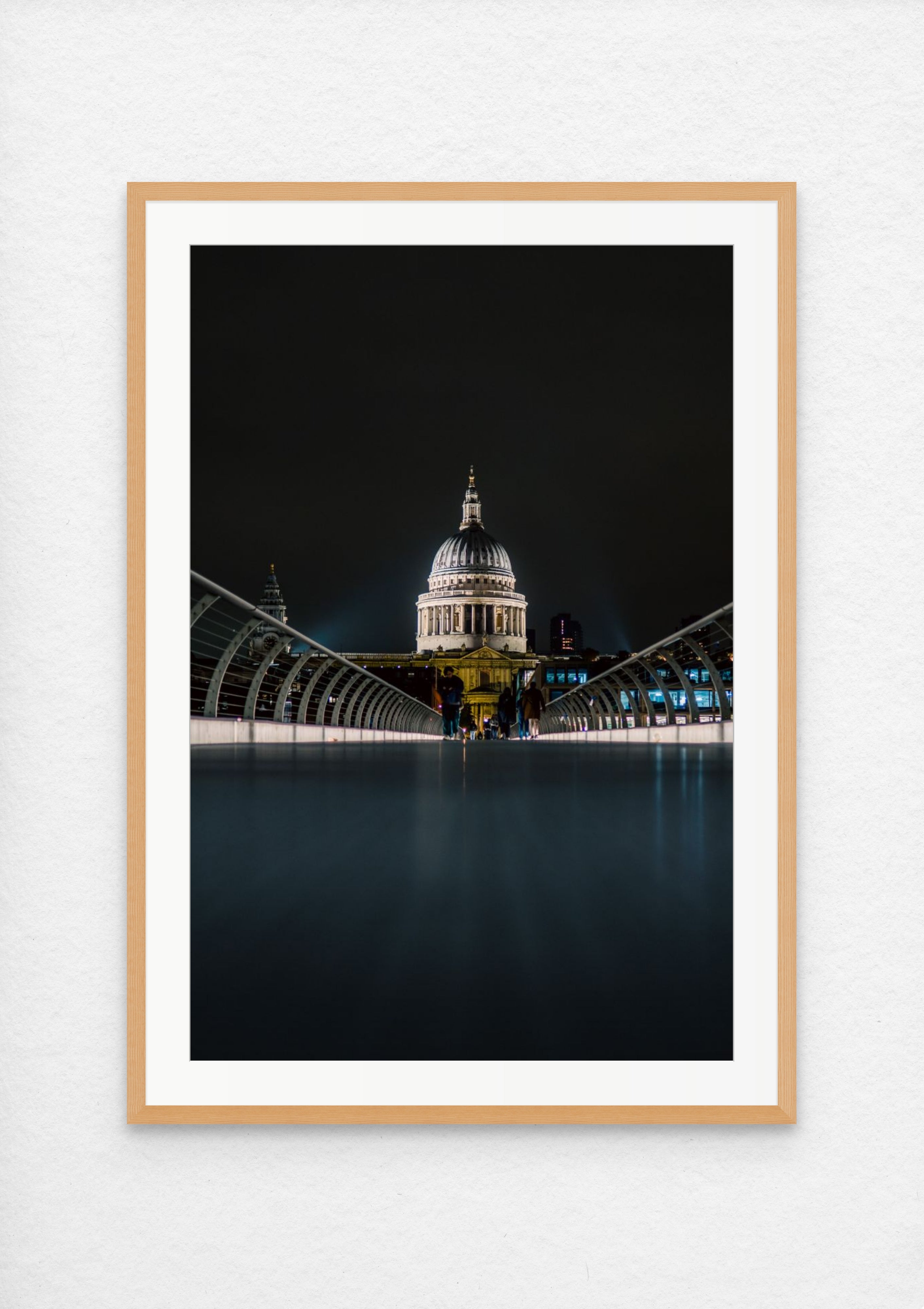 St Paul's Cathedral at dusk from Millennium Bridge, London architectural fine art bridge