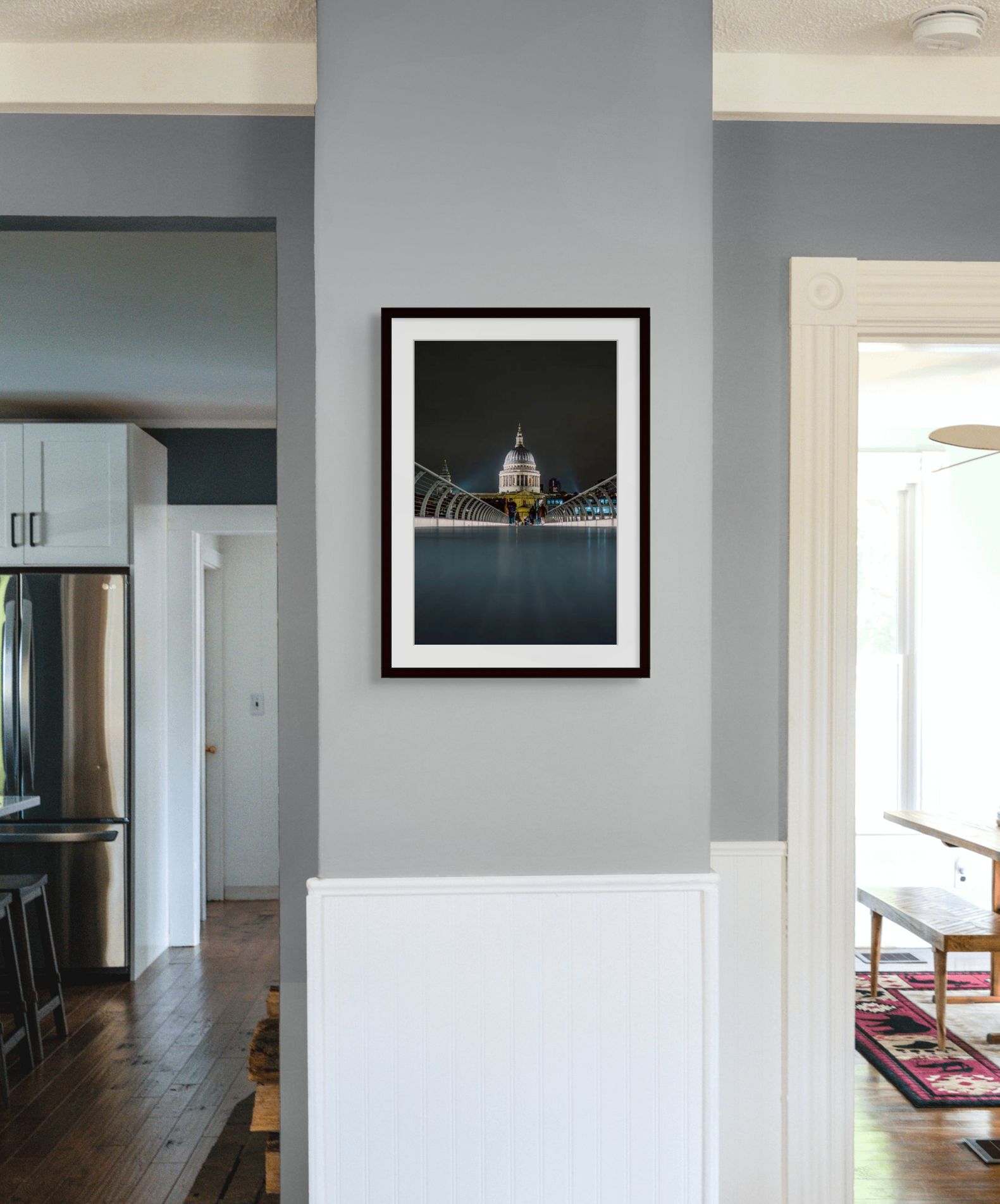 St Paul's Cathedral at dusk from Millennium Bridge, London architectural fine art bridge