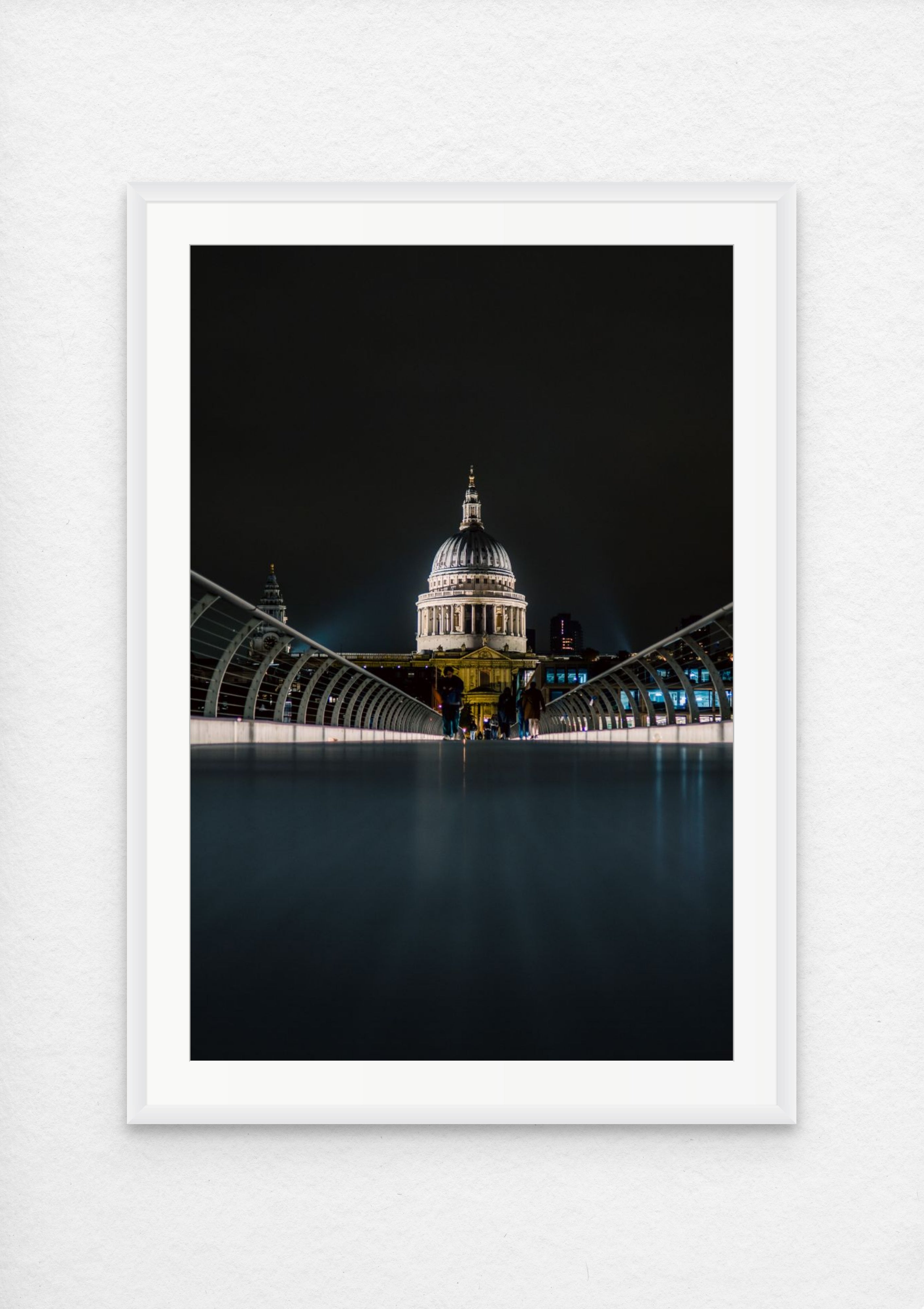 St Paul's Cathedral at dusk from Millennium Bridge, London architectural fine art bridge