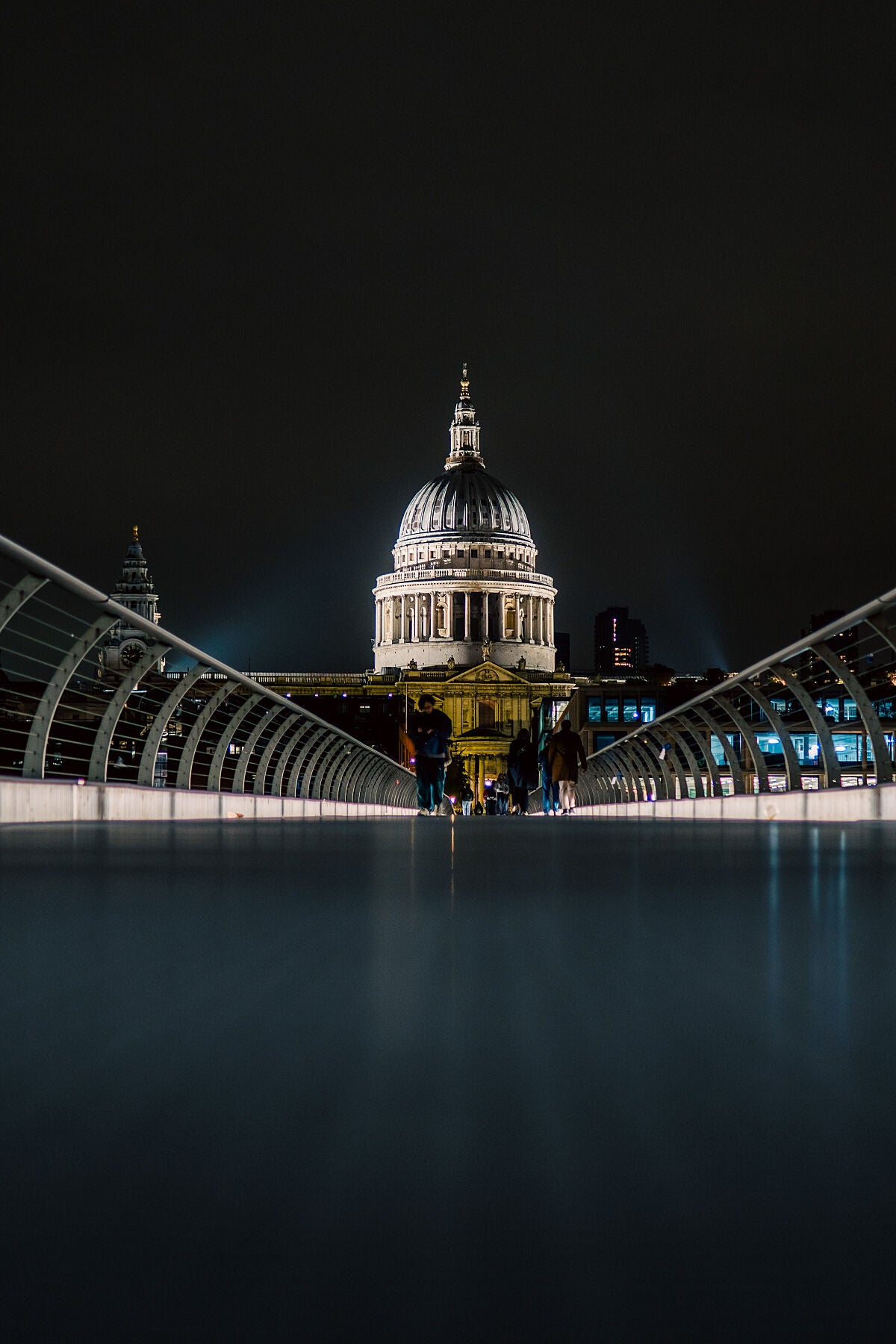 St Paul's Cathedral at dusk from Millennium Bridge, London architectural fine art bridge